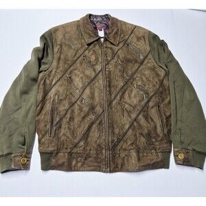 Vintage Torras Spain Suede Wool Knit Bomber Jacket Size 40 Men EUC
